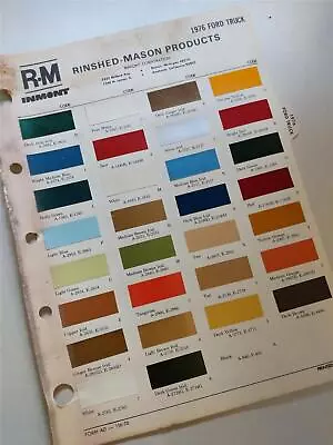 1976 FORD TRUCKS Vtg. RM RINSHED-MASON Automotive Paint Chip Color Chart • $14.99