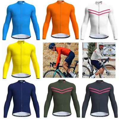 Mens Cycling Jersey Long Sleeve Wulibike Moutain Bike Jersey Tops Full Zip MTB • $29.58