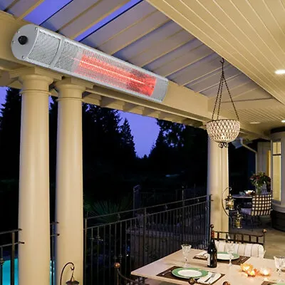 Electric Garden Patio Heater Outdoor Wall Mounted Halogen Tube 3 Levels Heater • £58.95