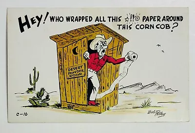 Vintage Comic Postcard Hey! Who Wrapped Paper Around Corn Cob? Outhouse Humor • $6