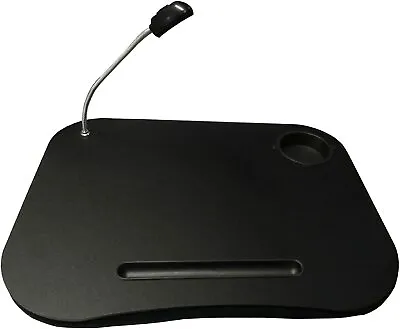 Portable Computer Lap Tray Desk Table Black Cushion Laptop Led Lamp Homework • £20