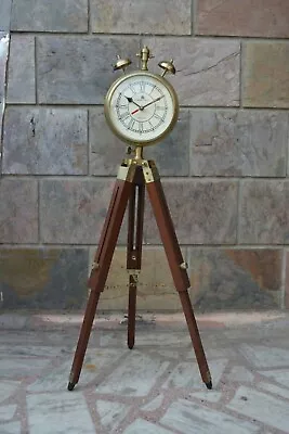 Wooden Clock Grandfather Style Floor Clock Vintage Folding Tripod Home /Office • $190