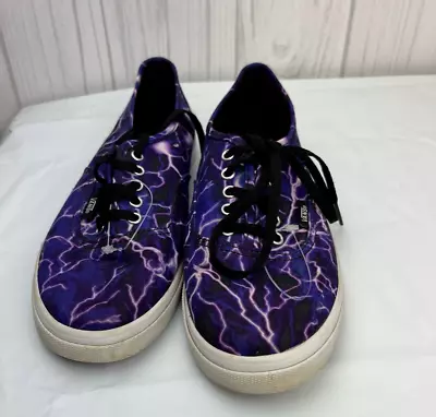 Vans Womens Lo Pro Sneakers Shoes Purple Lightning Canvas Lace Up Low Top 8.5M • $29.95
