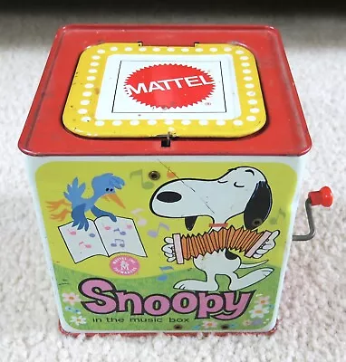 Vintage Mattel 1966 Snoopy In The Music Box-Peanuts Jack In The Box - As Is READ • $25