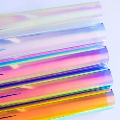 Iridescent Smooth Transparent Vinyl Fabric - A4 Sheets Crafts & Bows Translucent • £3.99