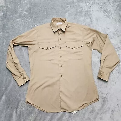 Vintage CREIGHTON Wash & Wear Work Shirt 100% Cotton Sanforized Khaki Size M • $18.70