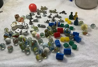 Vintage Marbles Game Board Pieces Dice • $9.49