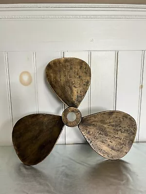 Metal Ship Propeller Nautical Wall Decor Rustic Bronze Brass Patina Finish 14  • $7.99