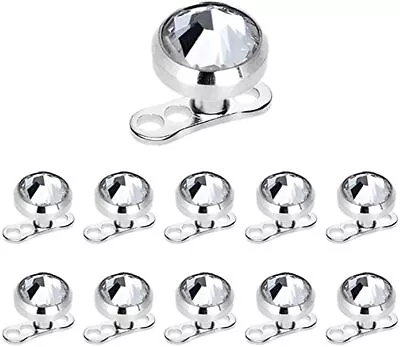 10 Pieces Micro Dermal Anchor Titanium Piercings Dermal Anchor Base +4mm CZ Top • $24.98