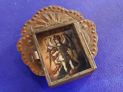 Saint Michael Mexican Archangel Colonial Rustic Rusty Tin Nicho Wall Hanging • $18.99