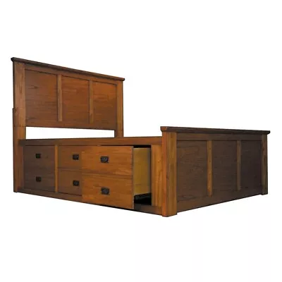 A-America Mission Hills Traditional Wood Queen Captain Bed In Harvest Brown • $3098.99