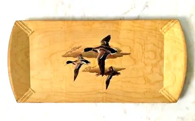 Vintage 1950s Serving Tray 16  Mallard Ducks Wood Covered With Lithograph Paper • $7.99