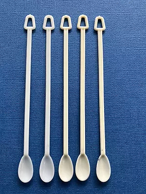 Vintage Fast Food Bell Shape Top Coffee Stir Sticks Spoons Swizzle Stick Set 5 • $14