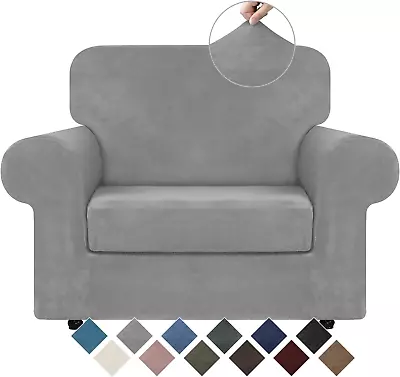 Velvet Stretch Chair Sofa Slipcover - 2 Pieces Luxury Soft Velvet Plush Couch Co • $45.99