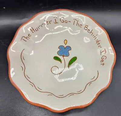 Vintage Cookie Plate Pottery Redware Motto Ware Pennsylvania Dutch Dish  • $15