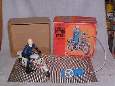 Vintage Masudaya Battery Operated Police Motorcycle Fully Working W/box. Sweet!! • $199