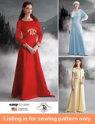 SEWING PATTERN Womens Costume Dress Gown - Medieval Renaissance Elf Fantasy 9812 • $9.49