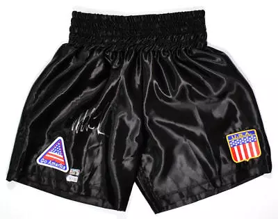 Mike Tyson Autographed Black Boxing Trunks W/ Patches- Beckett W Hologram  • $249