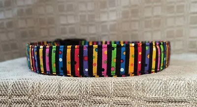 Dog Collar Bright And  Colorful Stripes And Polka Dots Male Dog Female Dog • $15