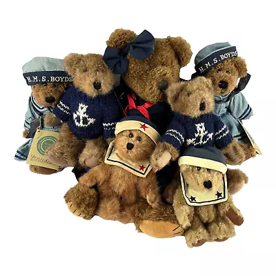 Lot Of 7 Boyds Bears Nautical Sailor Vintage Jointed Stuffed Animals 5 To 12 In • $25