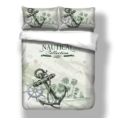 Nautical Anchor Doona Quilt Duvet Cover Set Single/Double/Queen/King Size Bed • £12.37