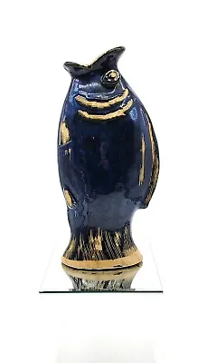 ND Exclusives Cobalt Blue Pottery Fish Vase China 10 In. Tall Great Condition • $17.99