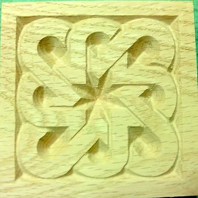 *SET Of 4* Celtic Flower Knot- Carved Rosette Block  3.5  X 3/4   Oak Pine MDF • $19.60
