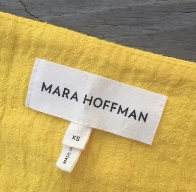 Mara Hoffman Davinia Yellow Wrap Top Organic Cotton/Linen Blend Size XS • $119