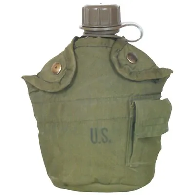 Genuine Usgi Military Surplus 1 Quart Water Canteen And Cover Army Od Green Gc • $14.90