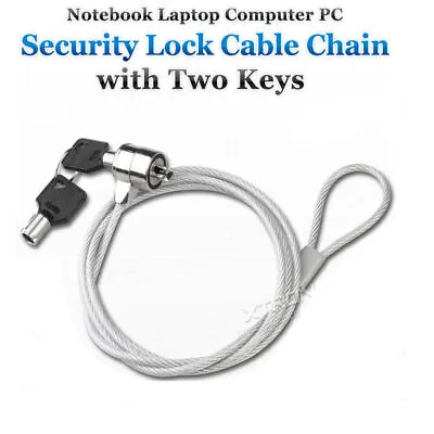 Notebook Laptop PC Security Lock Cable Chain With 2 Keys Anti-Theft Steel Alloy • £5.99