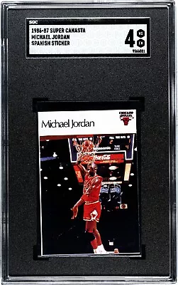 Michael Jordan 1986-87 Super Canasta Spanish Sticker Rookie SGC 4 • $260