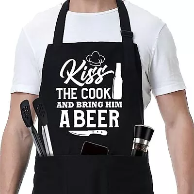  Funny Chef Apron For Men Grilling Apron With 3 Pockets Cooking Aprons For  • $12.13