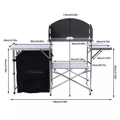 Portable Folding Camping Kitchen Table Outdoor Picnic BBQ Cupboard Desk • $90