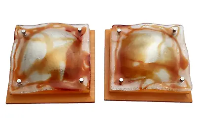 RARE 1970s  Pair Of Square  Murano Sconces Mazzega Style Era Design • $600