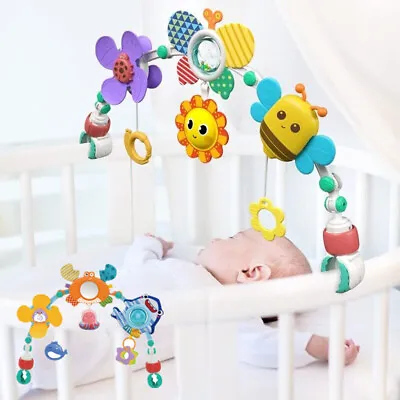 Baby Pram Play Arch Toys Foldable Stroll Activity Pram Crib Rattle Toy Play New • £21.29