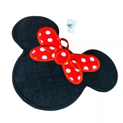 Disney Parks Minnie Mouse Quilted Black Pot Holder Mousewares Kitchen New • $19.95