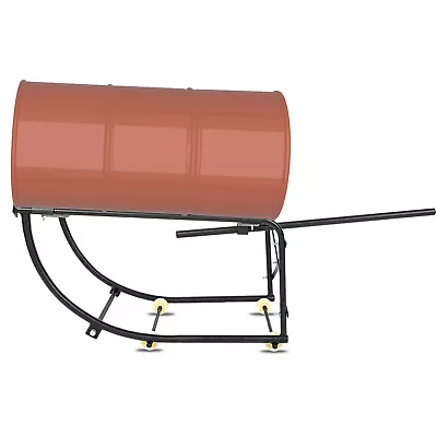 Steel 55 Gallon Drum Cradle Stand Rack Black 600 Lbs Capacity With Wheels • $99