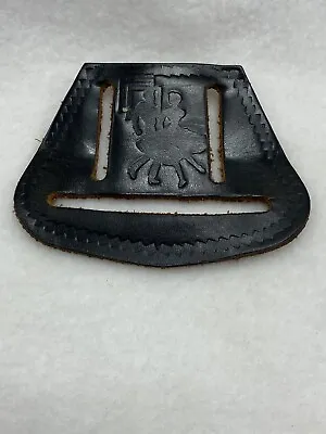 Vintage Square Dance Black Leather Towel Belt Loop Holder • $14.14