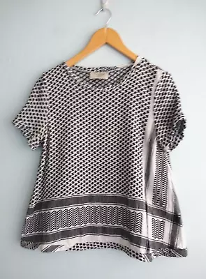 Cecilie Copenhagen Womens Top Blouse One Size Black White Short Sleeve Pullover • $39