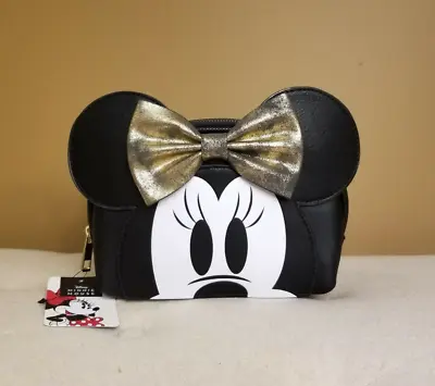 Disney Minnie Mouse Gold Bow Cosmetic Bag Makeup Pouch Travel Pouch NEW • $28.88