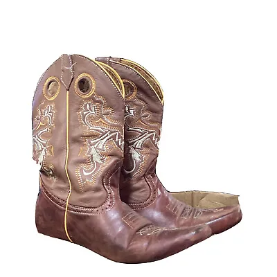 MEN'S Corral Brown Lizard Vamp WESTERN Square Toe COWBOY BOOTS- A3093 Sz8 1/2use • $45