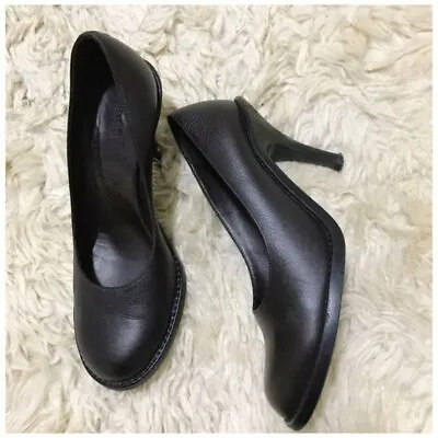 VÉRONIQUE BRANQUINHO Black Leather Round Toe Pumps Size 37 • $38