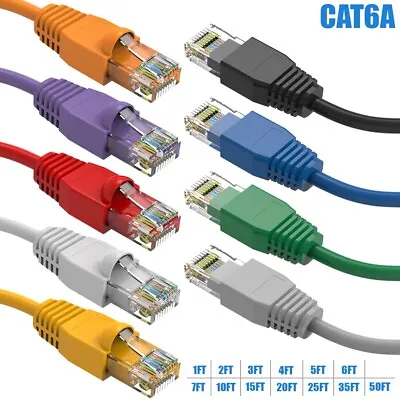 1-50FT Cat6A Network Ethernet Modem Molded Patch UTP Cable Gold Plated RJ45 LOT • $9.99