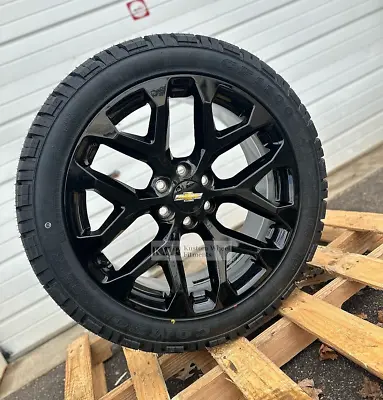 4 NEW - 22x9 Chevy Snowflake Wheels Gloss Black Silverado/tahoe/suburban CK156 • $895