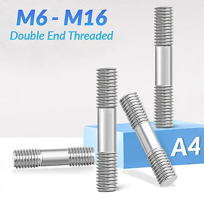 M6 - M16 Double End Threaded Stud Bar Rod Bolts 316(A4) Stainless Steel Screws • £3.59