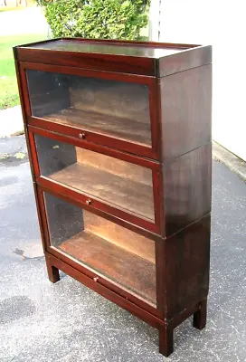 Antique LUNDSTROM Mahogany BARRISTER Stacking Lawyer's Sectional BOOKCASE • $769