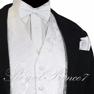 NEW Men's PAISLEY Design Dress Vest And Bow Tie & Hankie Set For Suit Or Tuxedo • $25.35