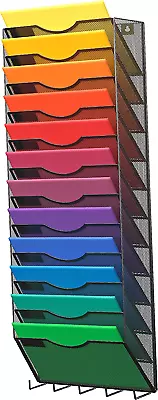 12-Tier Wall Mounted Hanging File Organizer Metal Mesh File Document Holder • $62.99