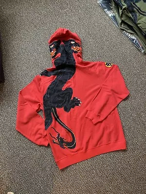 Maharishi Embroidered Panther Hoodie Size Large Red Retailed At £570! • £275