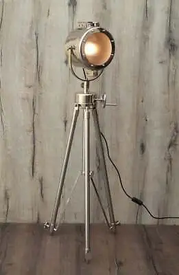 Industrial Chrome - Vintage Screw Design - Tripod Floor Lamp Home Decors Gift • $290